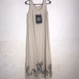 Vintage Alfred Dunner giraffe linen midi dress